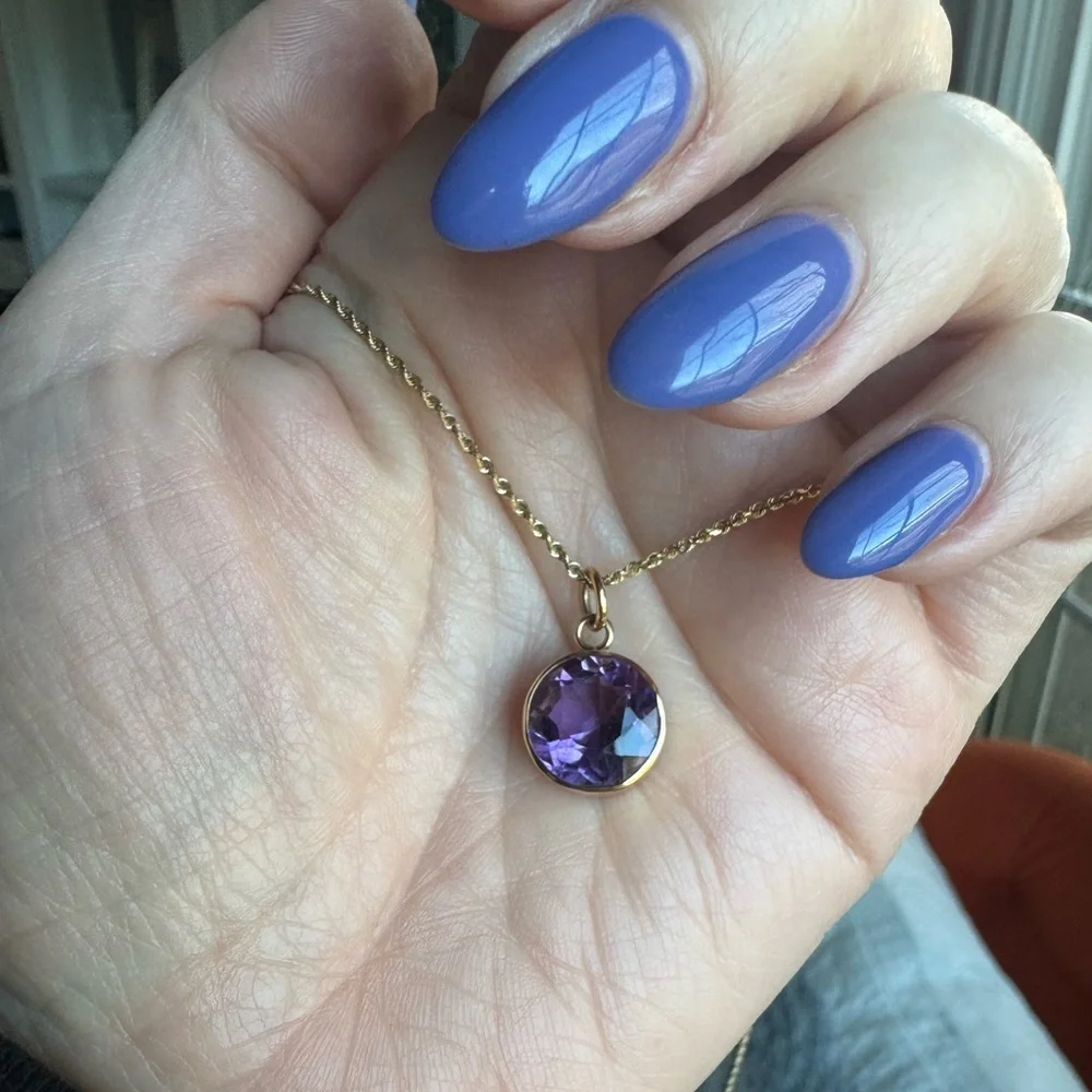 14k Gold Bezel set Amethyst Pendant